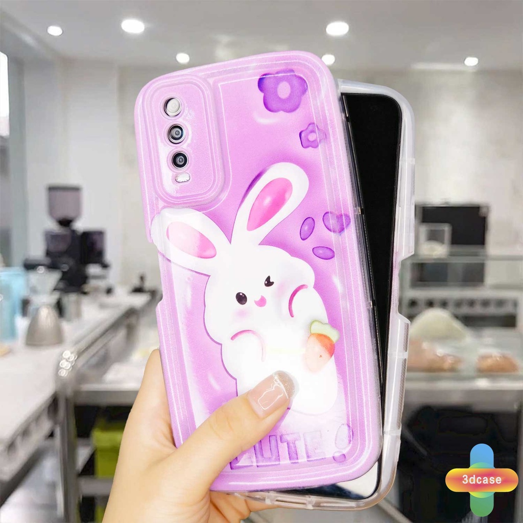 Casing VIVO Y22 Y22S Y35 Y21 2021 Y12S Y12 Y20 Y15S Y15C Y91C Y16 Y21A Y21E Y21G Y21T Y30 Y21S Y20S Y12i Y33T Y15A Y02 Y01 Y01A Y91 Y30i Y93 Y95 Y15 Y17 Y50 Y53S Y51 2020 Y51A Y10 Y33S Y1S Y11 Y31 Y20i Cute Rabbit Soft Airbag Soap Case