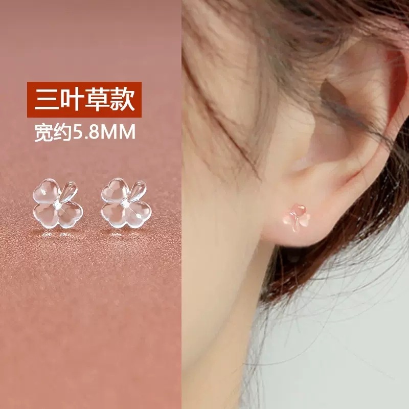 Anting Stud Hypoallergenic Bahan Resin Transparan Anti blocking Untuk Wanita Solution HELLO