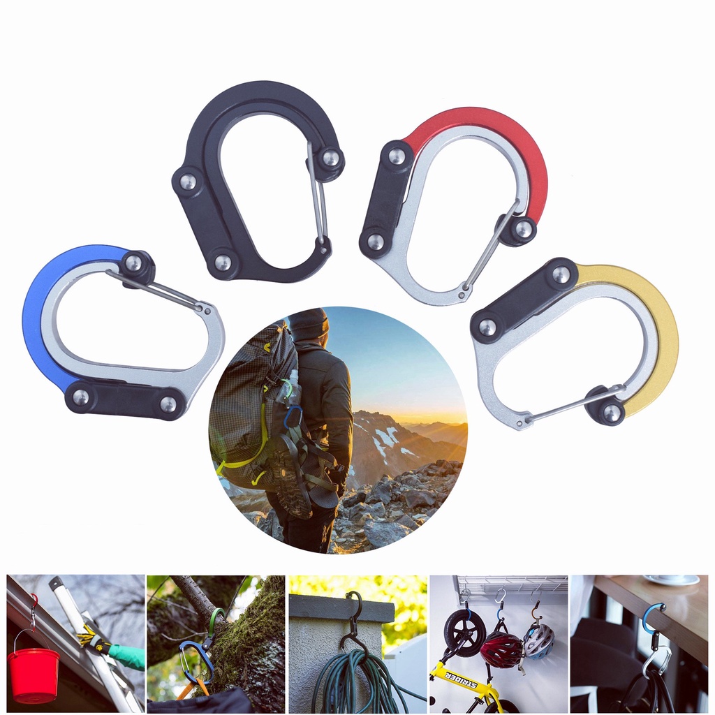 Klip Gigi Hybrid Multifungsi Gadget Tahan Aus Luar Ruangan - Carabiner Rotating Hook Clip Peralatan Klip Kuat Non-Locking Untuk Camping Hiking Memancing Perjalanan Ransel Gesper