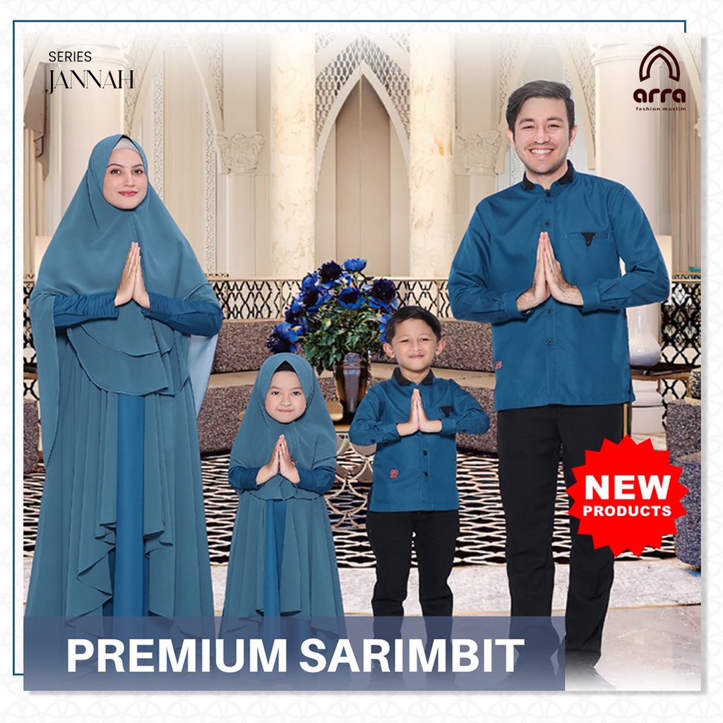 Baju Lebaran 2023 Couple Keluarga Premium Series Jannah Biru Indigo By Arra - Baju Couple Pasangan L