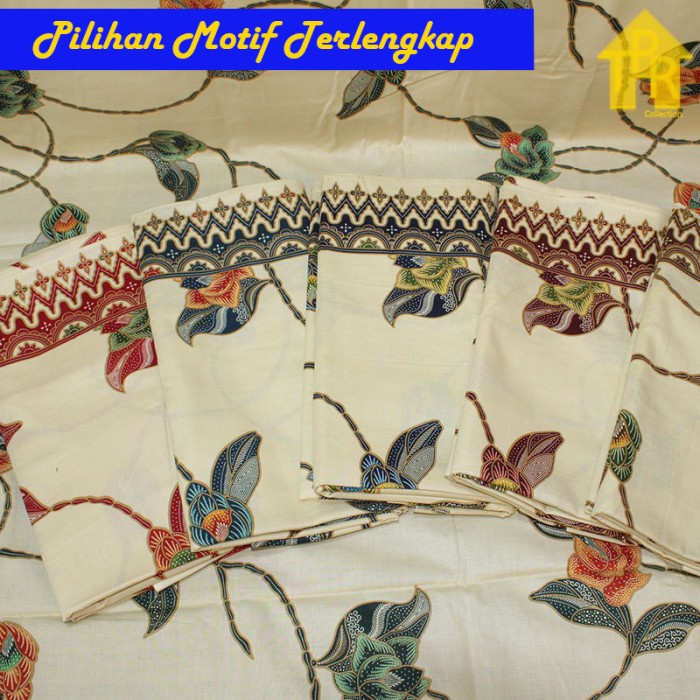 Kain Batik Bahan Seri Putih Ayu Unggul Jaya Pekalongan 220x115cm.