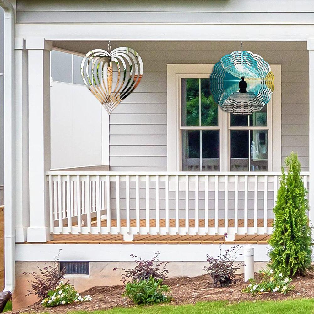 R-FLOWER Sublimasi Angin Spinner Kosongan Aluminium Kerajinan Jendela Halaman Angin Patung Kinetik