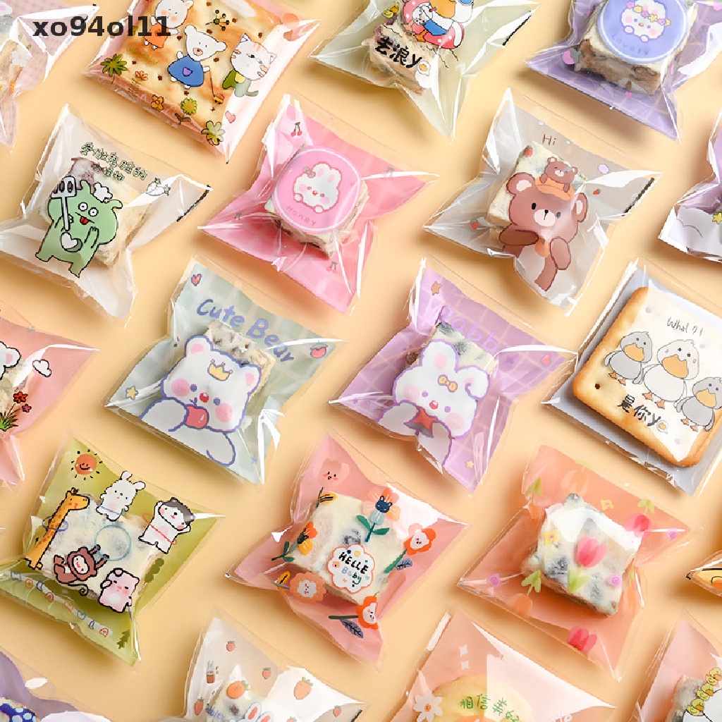 Xo 100Pcs Kantong Hadiah Kue Bening Permen Plastik Cookies Biskuit Packaging Bags OL