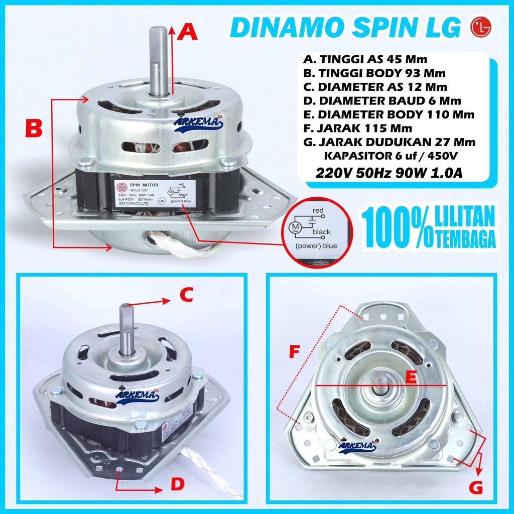 DINAMO SPIN | DINAMO PENGERING LG | DINAMO SPIN LG | DINAMO MESIN CUCI LG | MOTOR / DINAMO / SPIN MESIN CUCI LG