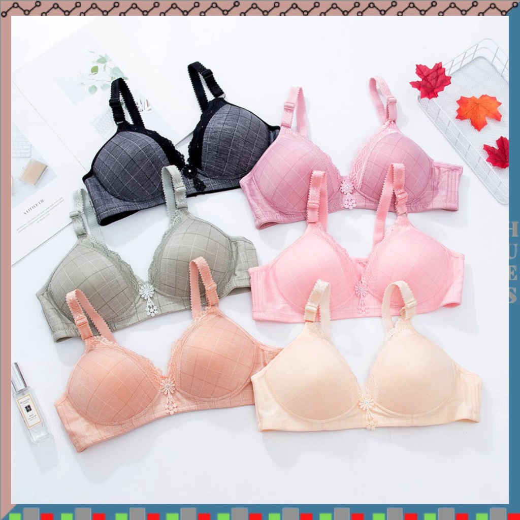HUES.ID Bra Full Coverage Bra Full Cup Bh Tanpa Kawat 9040