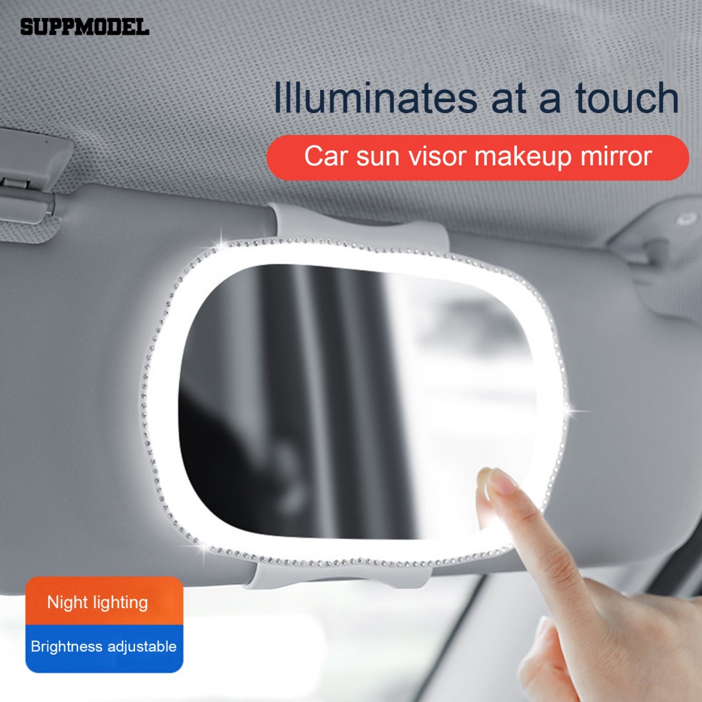 Suppmodel Antarmuka USB Mobil Sun Visor Mirror Perlengkapan Kendaraan Interior Mobil LED Kaca Spion Penyesuaian Kecerahan Tombol Satu