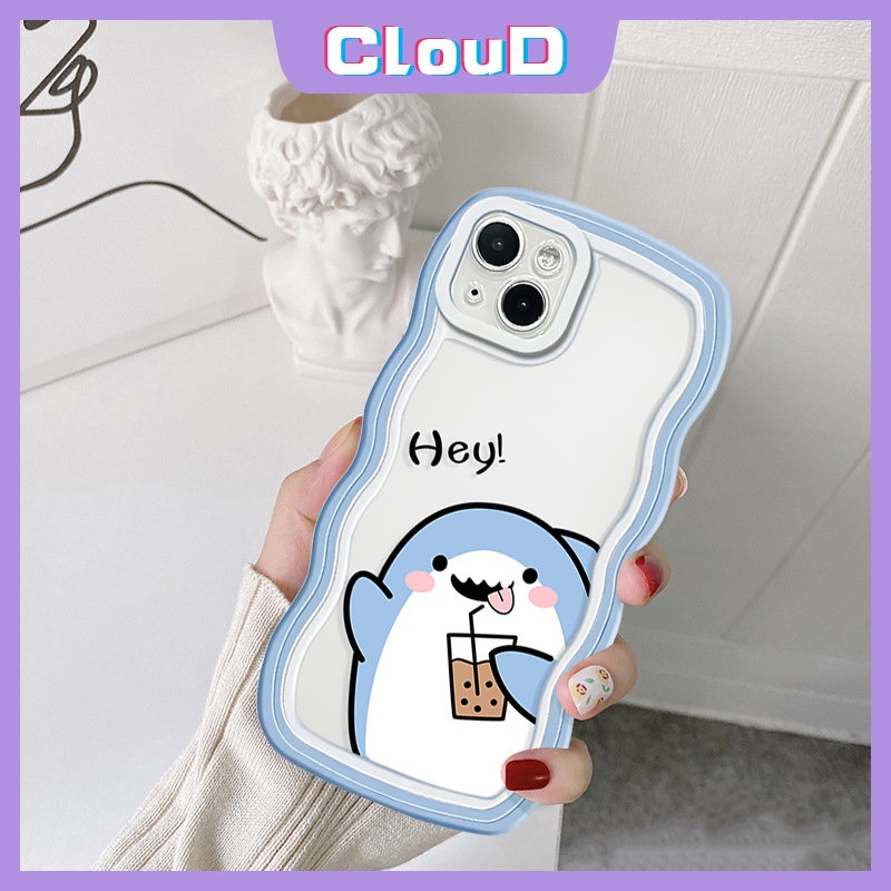 Casing Untuk Redmi 9A 10A 9 10 A1+10C A1 9T 9C NFC Pro Redmi Note 9s 11 11s 9 8 11Pro 10s 10 10Pro Max POCO M3 X3 NFC Mi 11T Pro Cute Shark Milk Tea Lembut Tpu Bergelombang Case Kartun Tepi