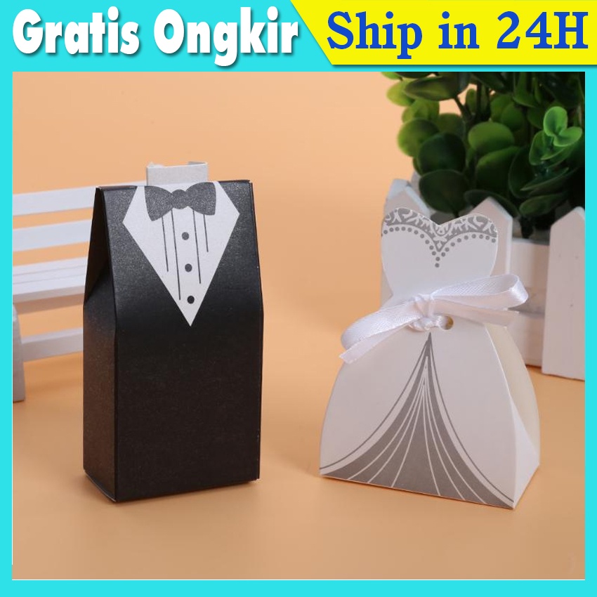 

100pcs Kotak Kado Souvenir Wedding / Gift Souvenir Sepasang Pengantin/Candy Box Souvenir Bride Groom Pernikahan
