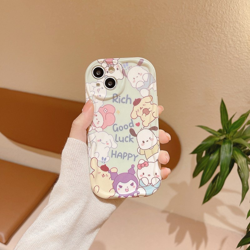 Cream Edge Sanliou Collection Pochacco Girl Woman Soft Case HP iP iPhone 6 6S 7 8 14 + Plus SE 2020 X XS XR Max 11 12 13 Pro Max FTD Wave Casing Apple