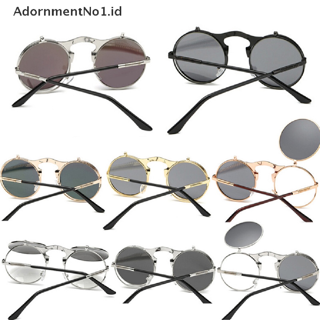 [AdornmentNo1] Fashion Retro Vintage Gothic Putaran Flip Up Sunglasses Steampunk Kacamata Baru [ID]