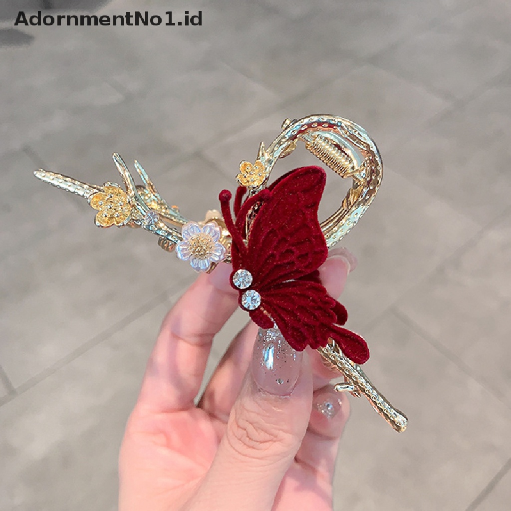 [AdornmentNo1] Vintage Butterfly Claw Clip Cakar Rambut Hiu Elegan Untuk Wanita Jepit Rambut [ID]