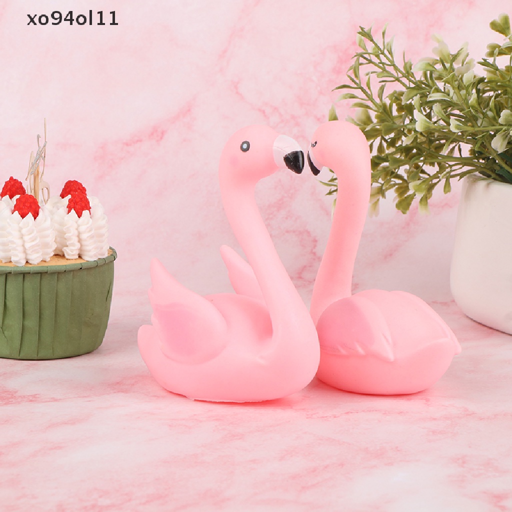 Xo 1pasang Flamingo Pink Hiasan Kue Cake Topper Dekorasi Pesta Ulang Tahun Pernikahan Dessert Hadiah Hari Ibu Hawaii Party Decor Ornament OL