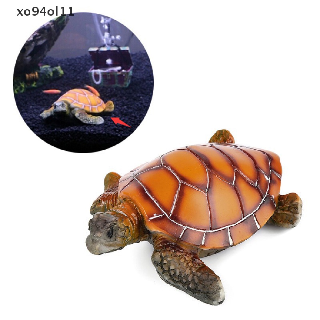 Xo Stylish Aquarium Ornamen Polyresin Turtle Ikan Artificial Decor OL