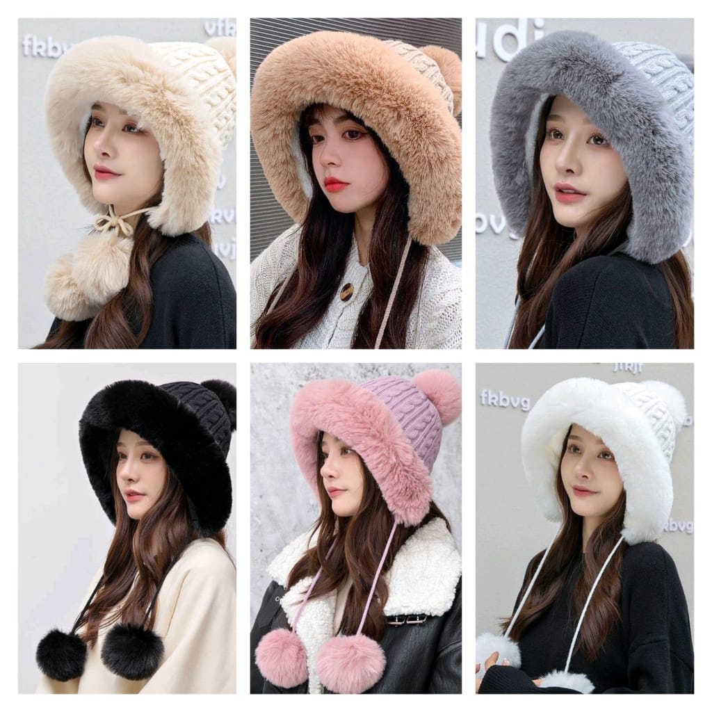 KYOKO BEANIE KNIT WINTER HAT THERMAL TOPI RAJUT MUSIM DINGIN