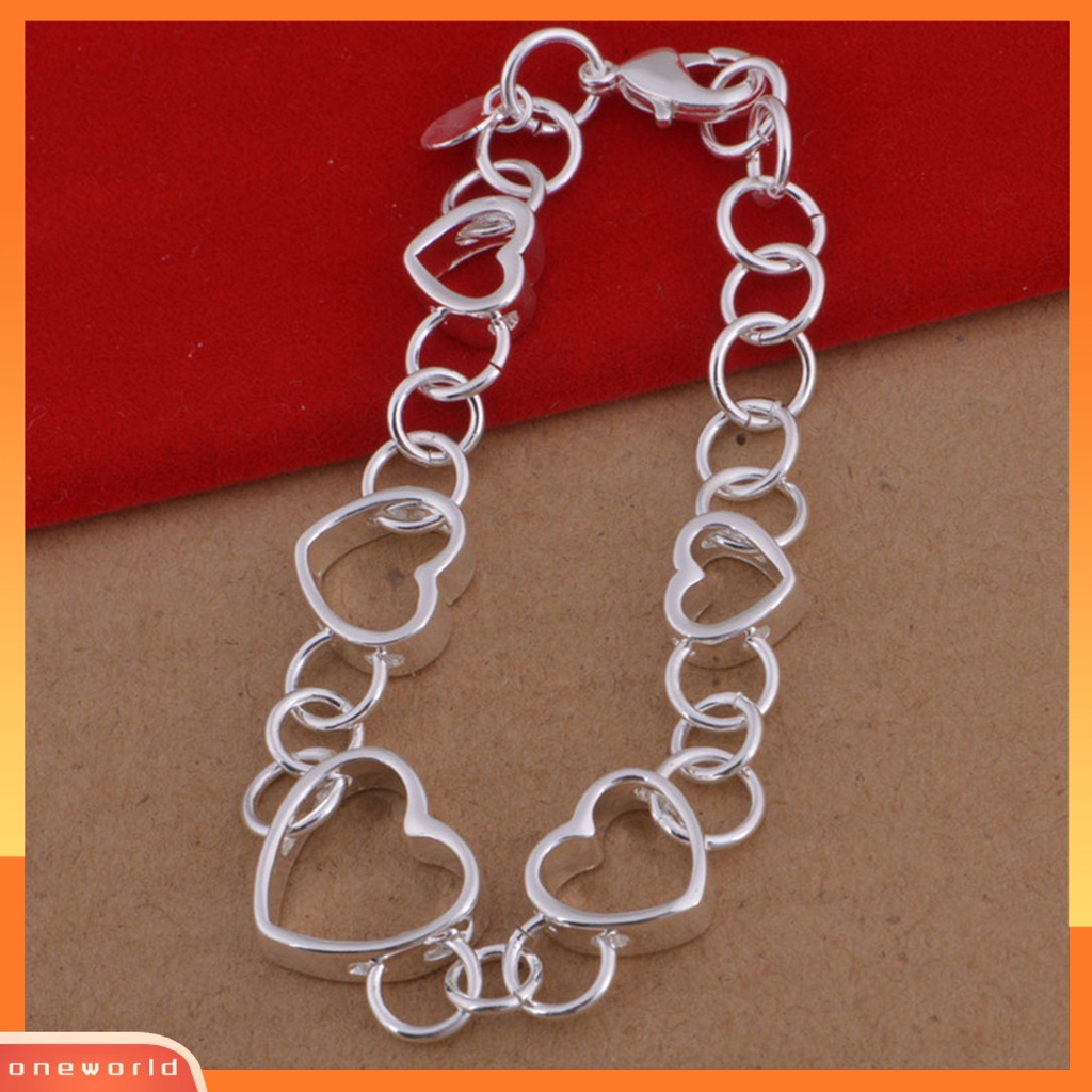 [ONE] 3 Pcs/Set Perhiasan Wanita Set Semua Pertandingan Pengerjaan Halus Menarik Trendi Indah Dress Up Paduan Bentuk Cinta Kalung Gelang Anting Hadiah Anniversary