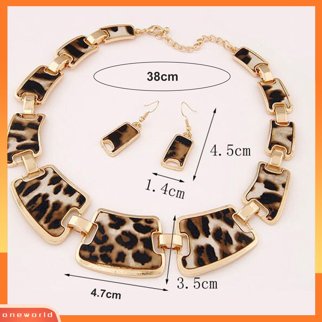 [ONE] 1set Statement Kalung Berlebihan Besar Mewah Elegan Retro Leopard Wanita Kait Anting Kit Fashion Perhiasan