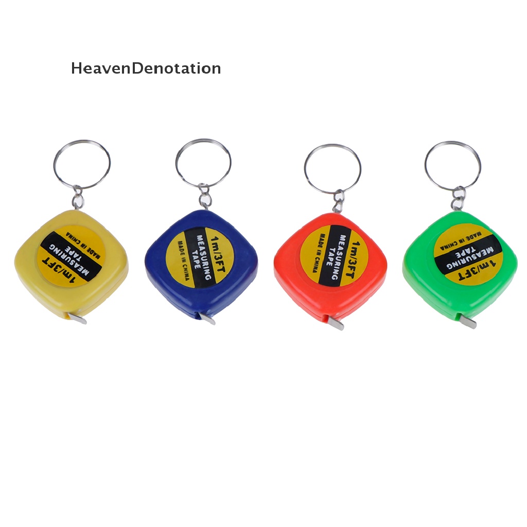 [HeavenDenotation] 1pc Gantungan Kunci Mini key ring Mudah Ditarik tape measure pull ruler 1m HDV