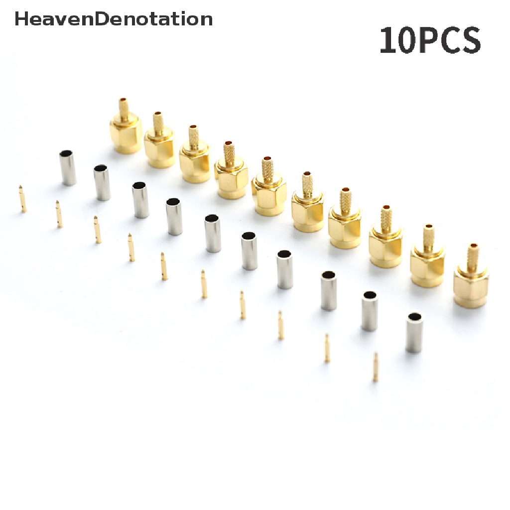 [HeavenDenotation] 10pcs SMA Male Plug crimp Untuk RG174 RG316 RG178 RG179 LMR100 Kabel Konektor RF HDV