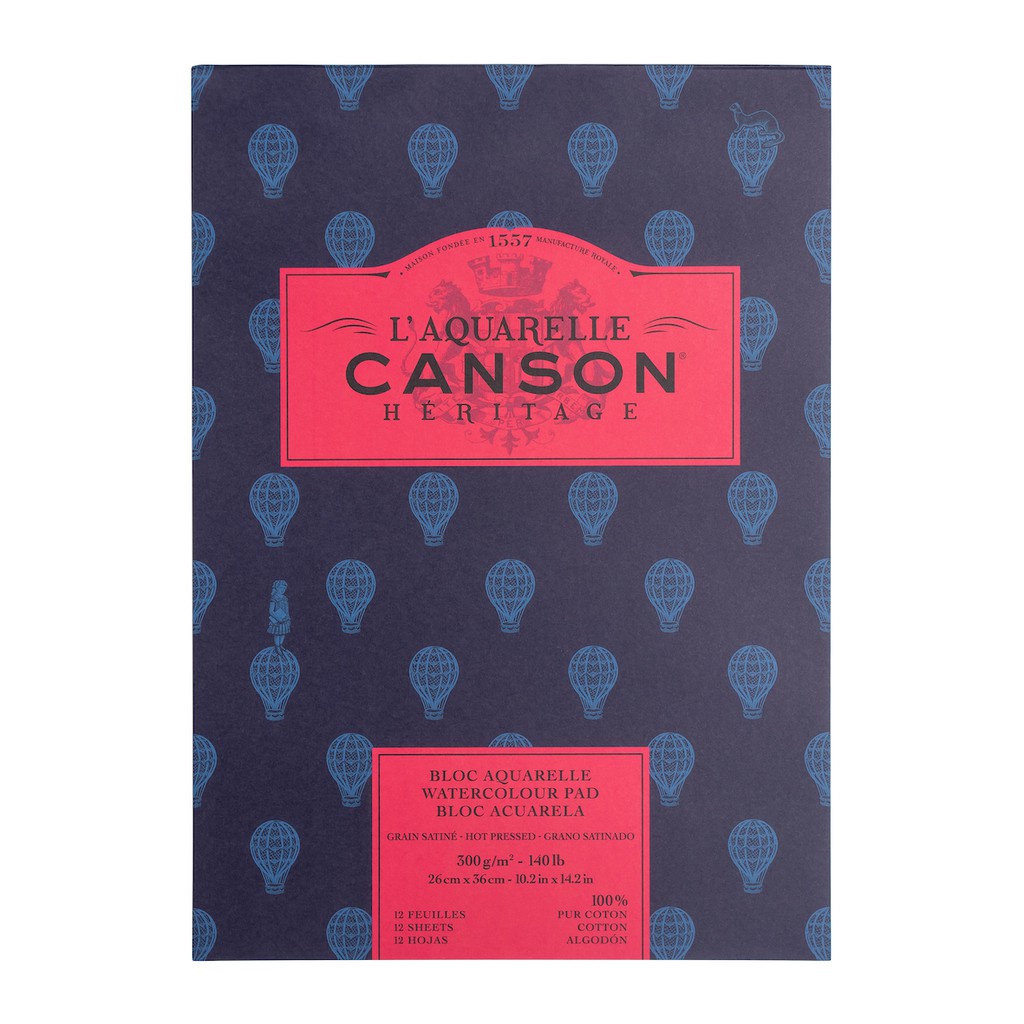 

Canson Héritage Kertas Gambar Lukis Watercolor Pad Hot Pressed 12 Lembar 26x36cm