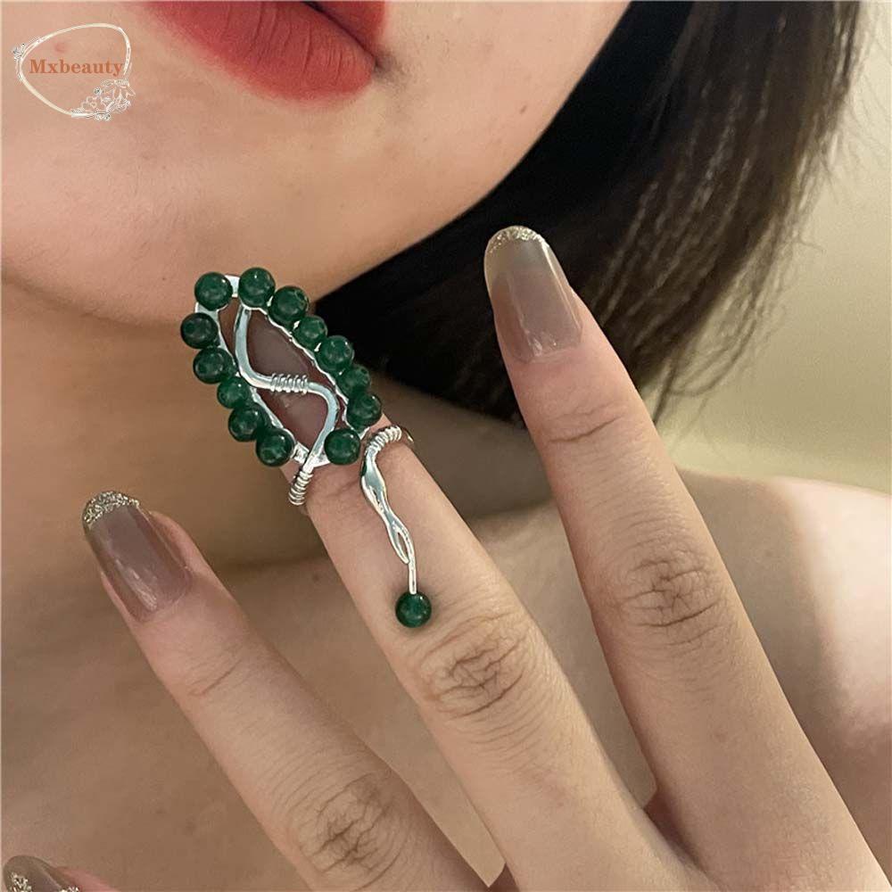 Mxbeauty Manik-Manik Armor Cincin Trendi Keren Gadis Hadiah Aksesoris Pesta Wanita Perhiasan Kuku Paduan Pembukaan Nail Ring