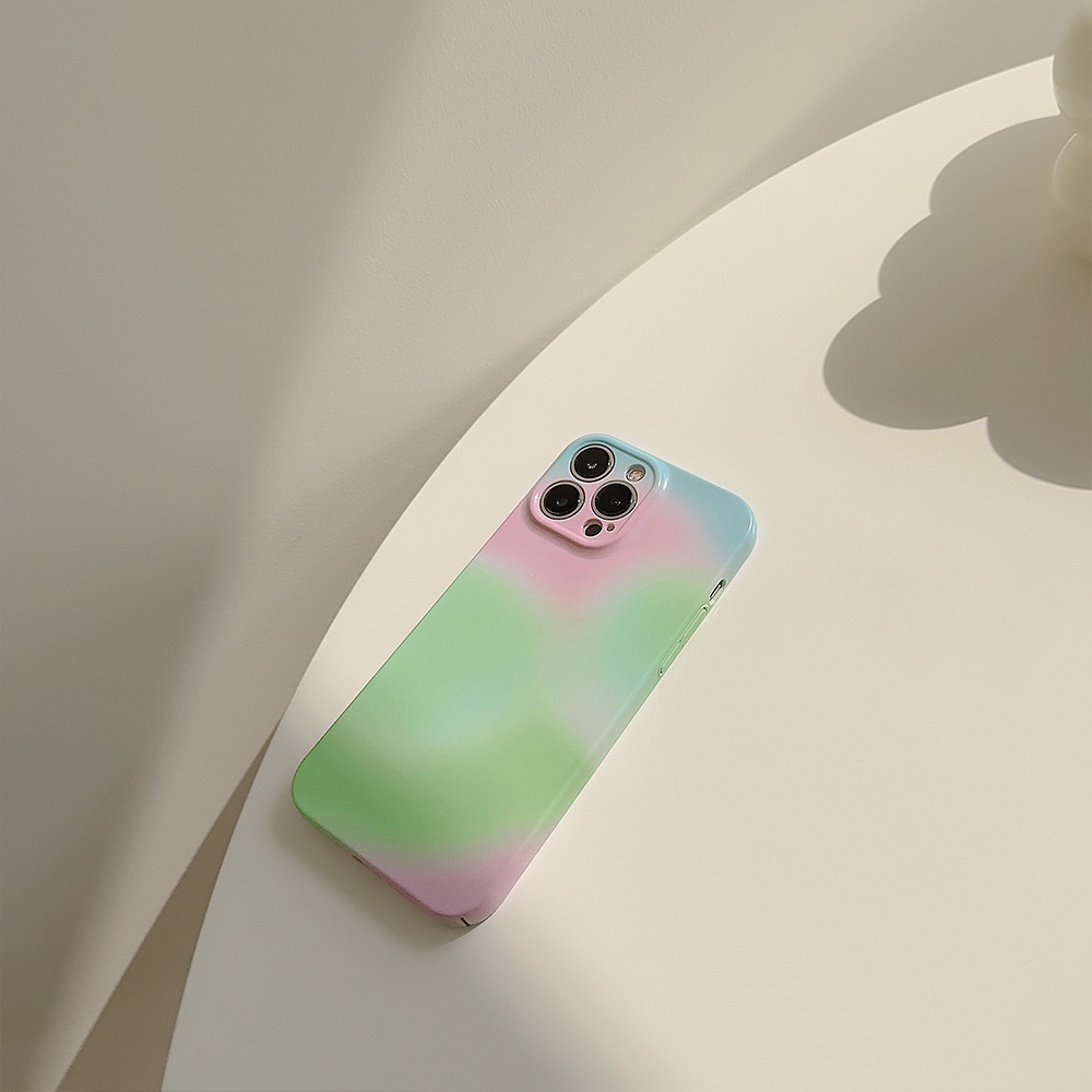 Korea Lime Peach Hard Shell Case Dengan Holder Butir Batu Hijau Untuk Iphone SE 2020 7 /8 Plus 14x XR XM 11 12 13 PRO MAX Casing Cover Pelindung AT0199