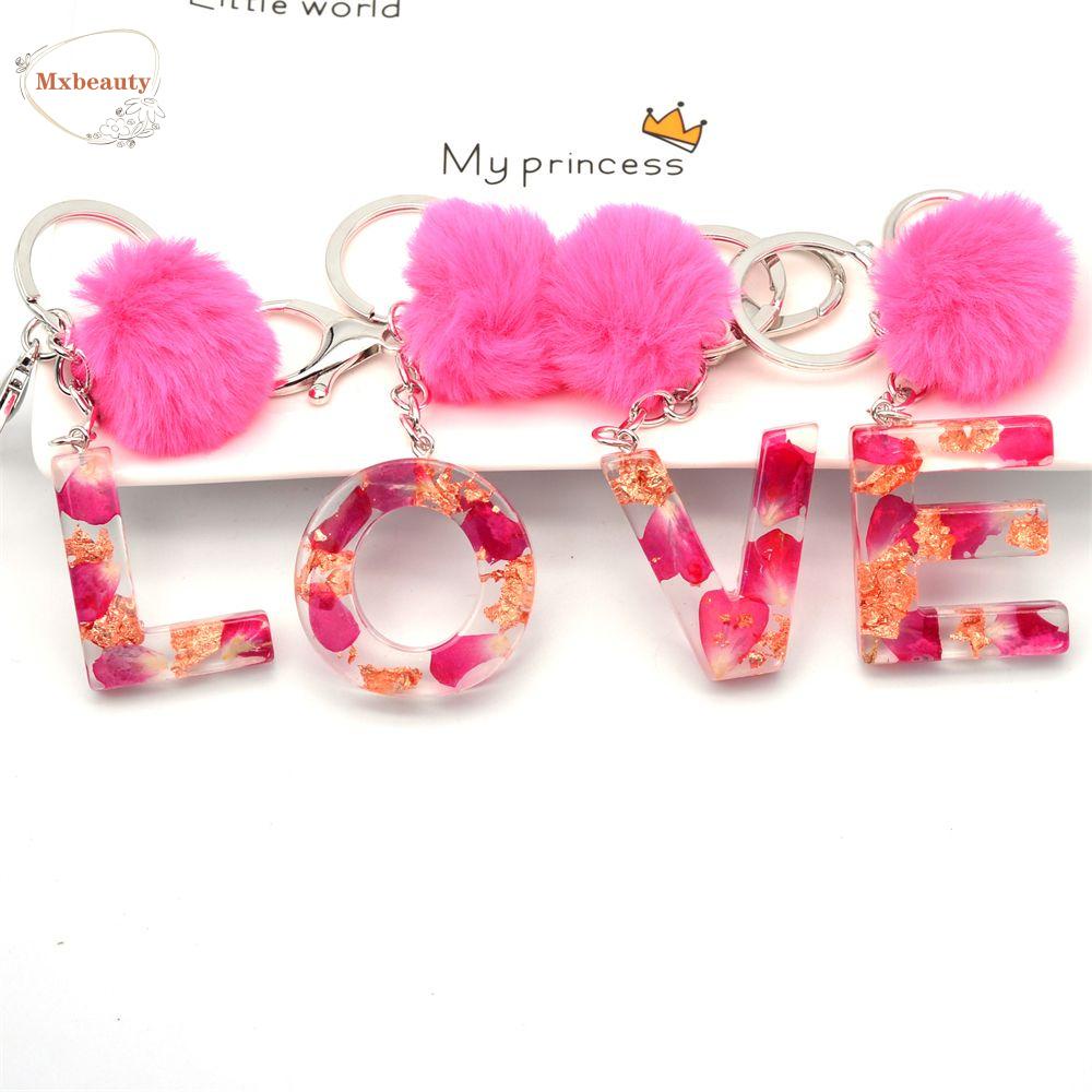 Mxbeauty Gantungan Kunci Huruf Bunga Gradien Lucu Ornamen 26huruf Perhiasan Gantungan Kunci Mobil Keyring Rings 26huruf Gantungan Kunci