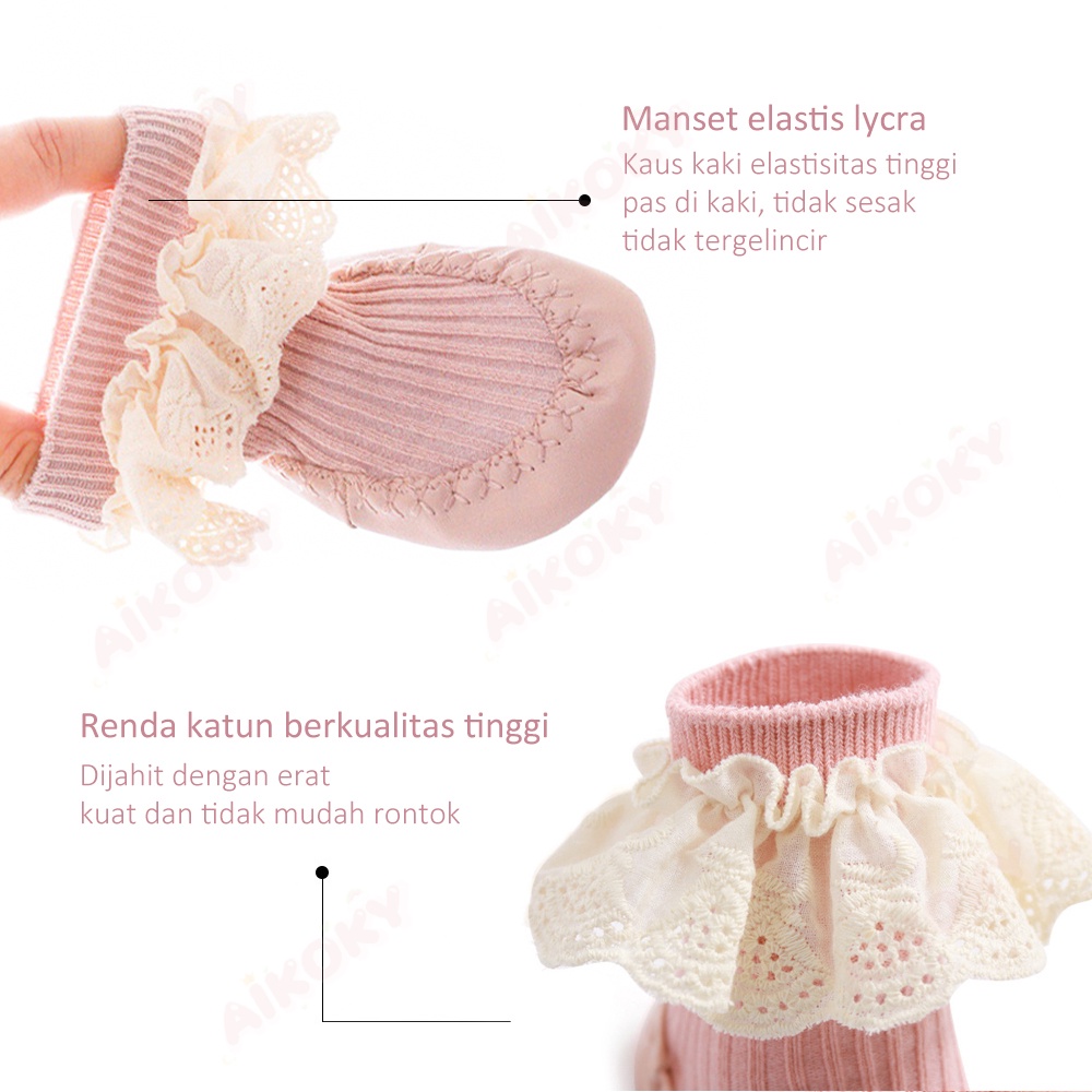 Aikoky Kaos Kaki Sepatu Ruffle Bayi Prewalker Anti Slip 0-2 Tahun