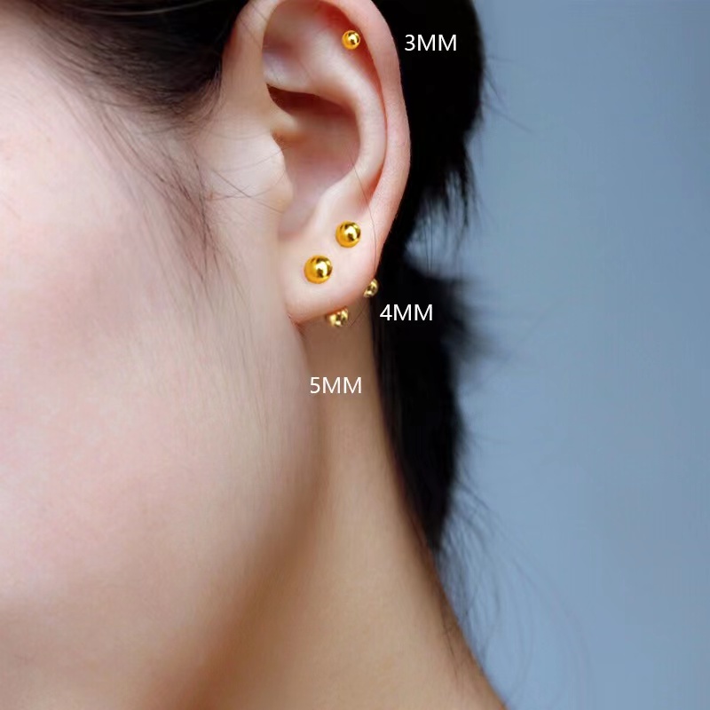 Baja Titanium Sekrup Pengencang Gesper Pejantan Anting Perempuan Berlapis Emas Telinga Tulang Stud Tidur Tidak Perlu Dilepas Anting-Anting Ear Bar