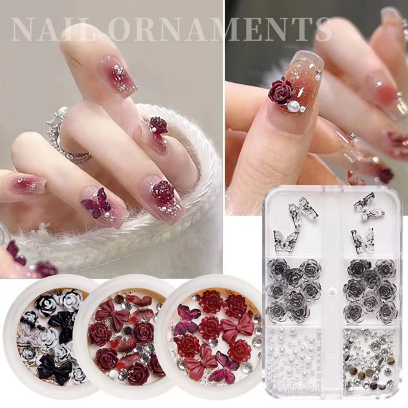 Siy 3D Color Nail Charms Auroras Camellia Nail Art Perhiasan Elegan Manicure Resin Desain Bunga DIY Kuku Pernikahan Kuku Ch