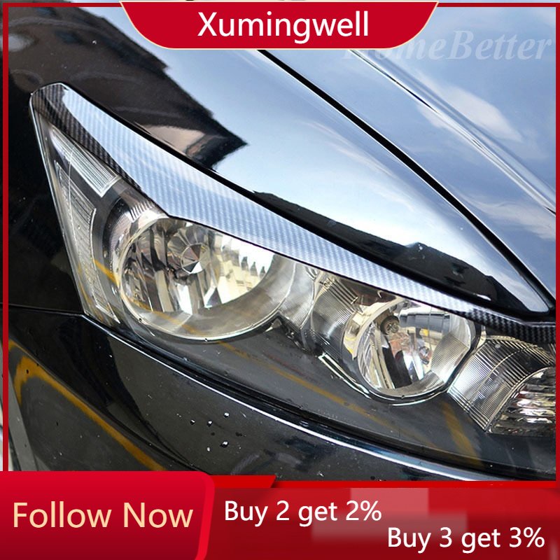Xuming 2 Pcs Aksesoris Eyebrow Lampu Depan Mobil Honda Accord 2008-2012 Bahan ABS Aksen Serat Karbon