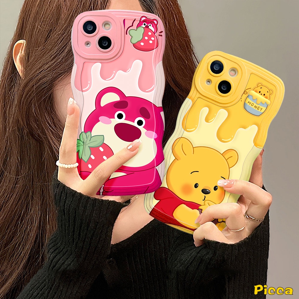 Infinix Hot 10Lite 10T 10s 11s 12i 2011s NFC 20s Hot 10 9 8 11 Main 12 Pro Note8 12 G96 10Pro 12Pro 12 2023 Smart5 4 6 Plus Cute Strawberry Bear Manyo Winnie The Pooh Soft Sarung