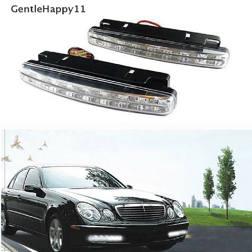 Gentlehappy New 2X Mobil 8led DRL Fog Driving Daylight Siang Running Light Head Lamp Putih id