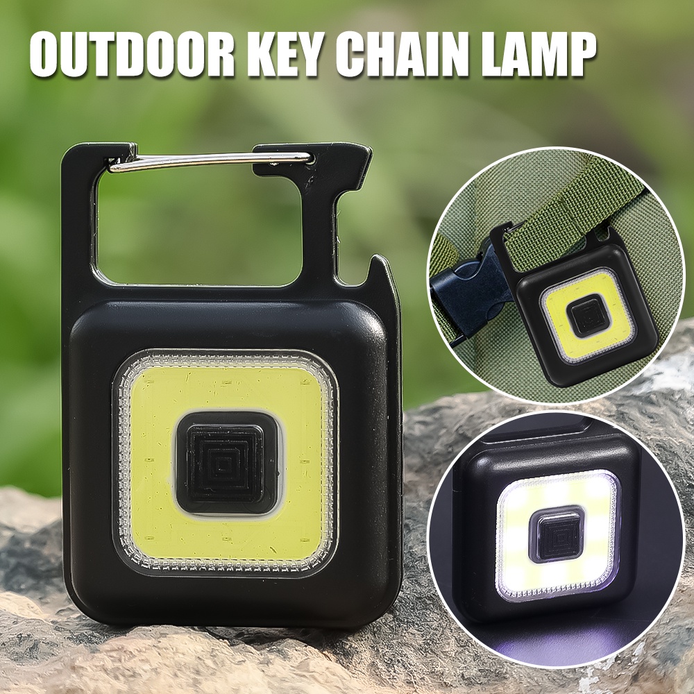 Lampu Gantungan Kunci Tombol Portable Camping Outdoor Multifungsi/Senter COB Carabiner Mini Genggam Darurat/Lampu Flash LED Lumen Tinggi 3mode Untuk Hiking, Camping