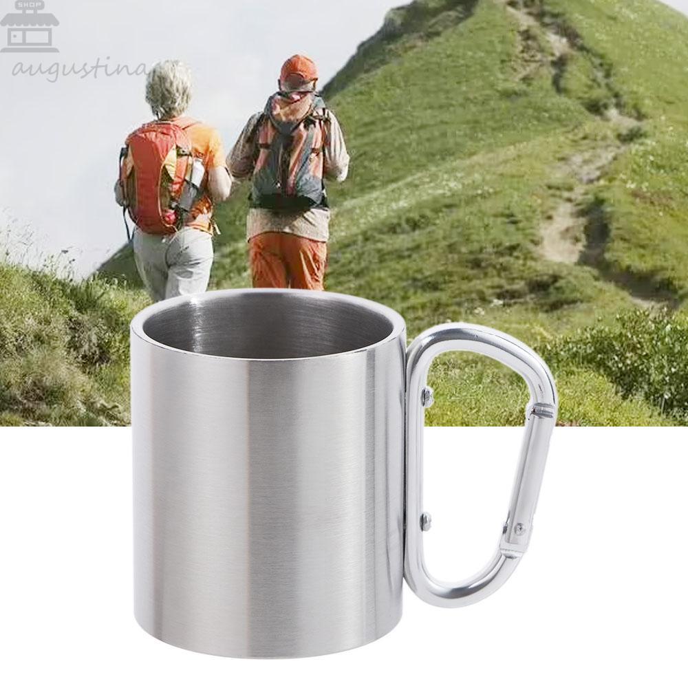 Agustina Air Teh Mug Portable Mendaki Perlengkapan Berkemah Peralatan Makan Cangkir Camping Hiking Stainless Steel Cangkir