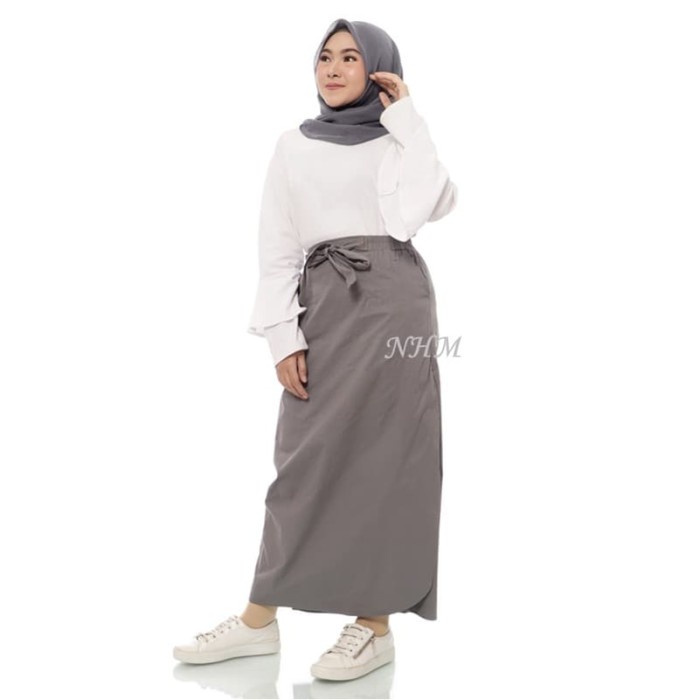 NHM Rok Celana Muslimah Hitam - Celana Kulot Panjang - Abu-abu