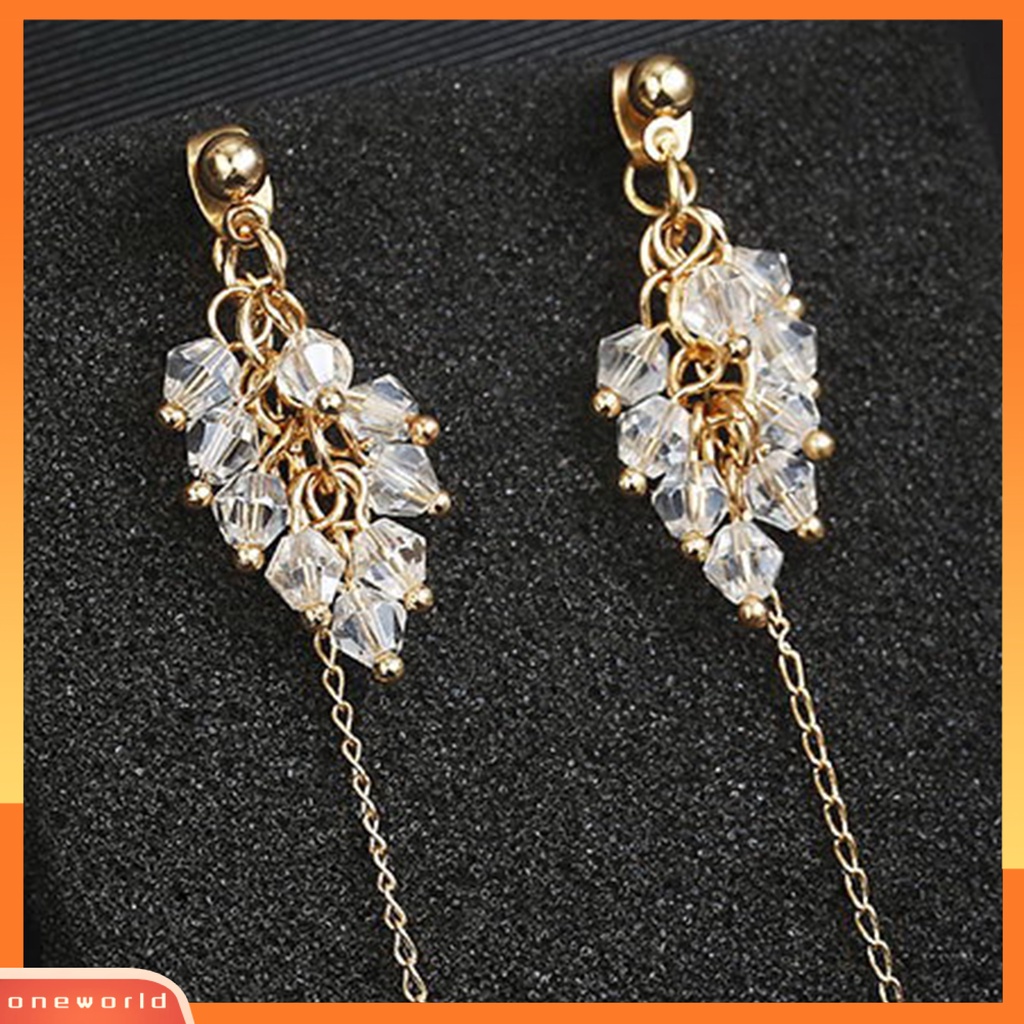 [EONE] 1pasang Menjuntai Anting Kristal Imitasi Rumbai Panjang Simulasi Mutiara Kepribadian Stainless Telinga Dekorasi Hadiah Ulang Tahun Pesta Prom Gantung Anting Perhiasan Pernikahan