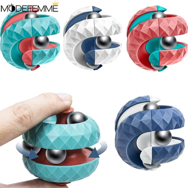 1pc Mainan Edukasi Anak Ujung Jari Track Gyro Ball Anak Sensory Toys Dewasa Dekompresi Mainan Bola Track Rubik Mainan Kubus Hadiah Ulang Tahun