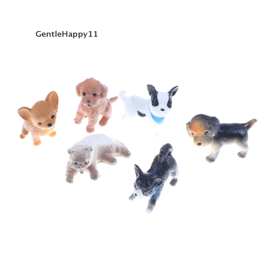 Gentlehappy 6Pieces Kawaii 3D Resin Anjing Miniatur Dekorasi Kerajinan DIY Untuk Ornamen Rumah Boneka id