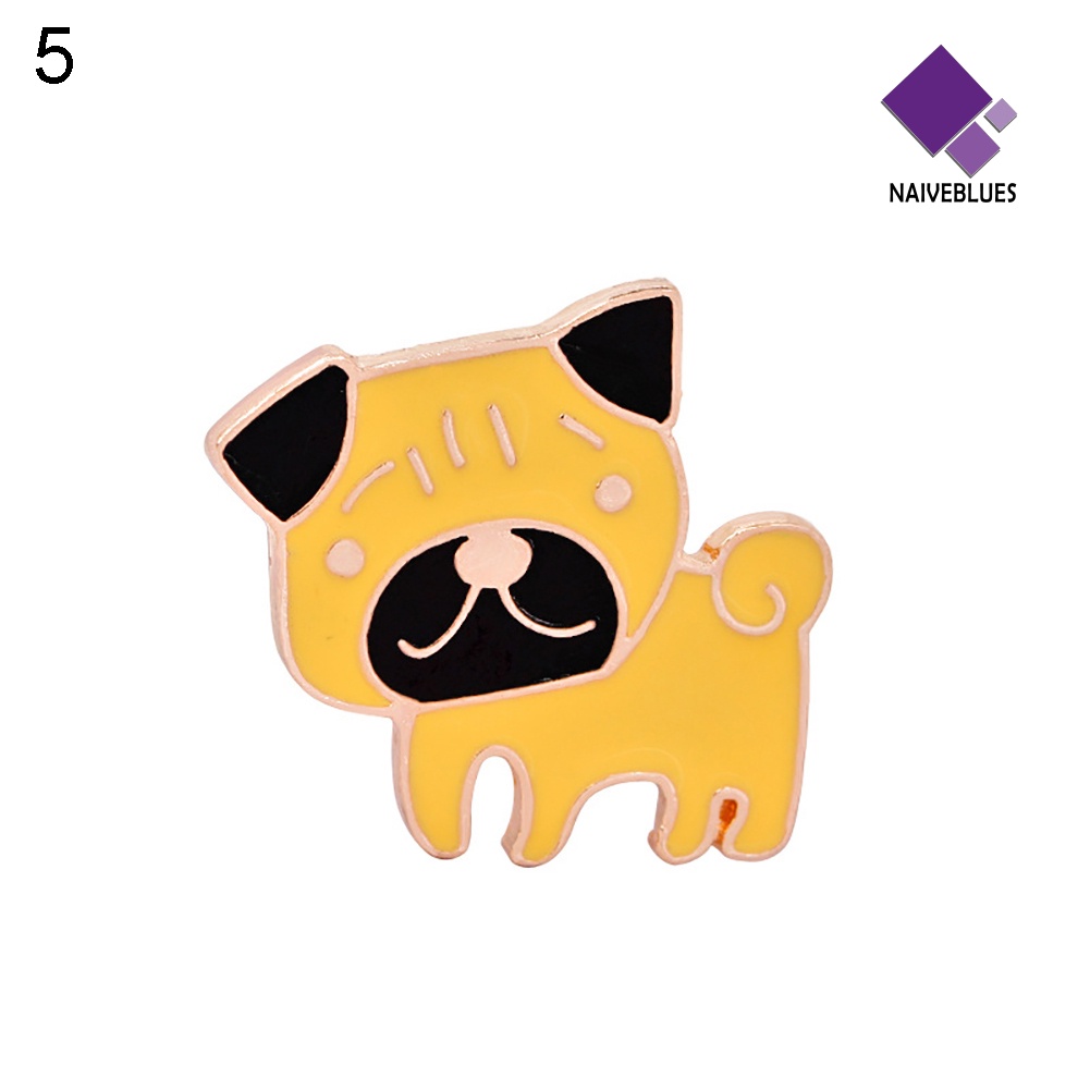 &lt; Naiveblues &gt; Lucu Kartun Hewan Anjing Bros Pin Pakaian Decor Perhiasan Enamel
