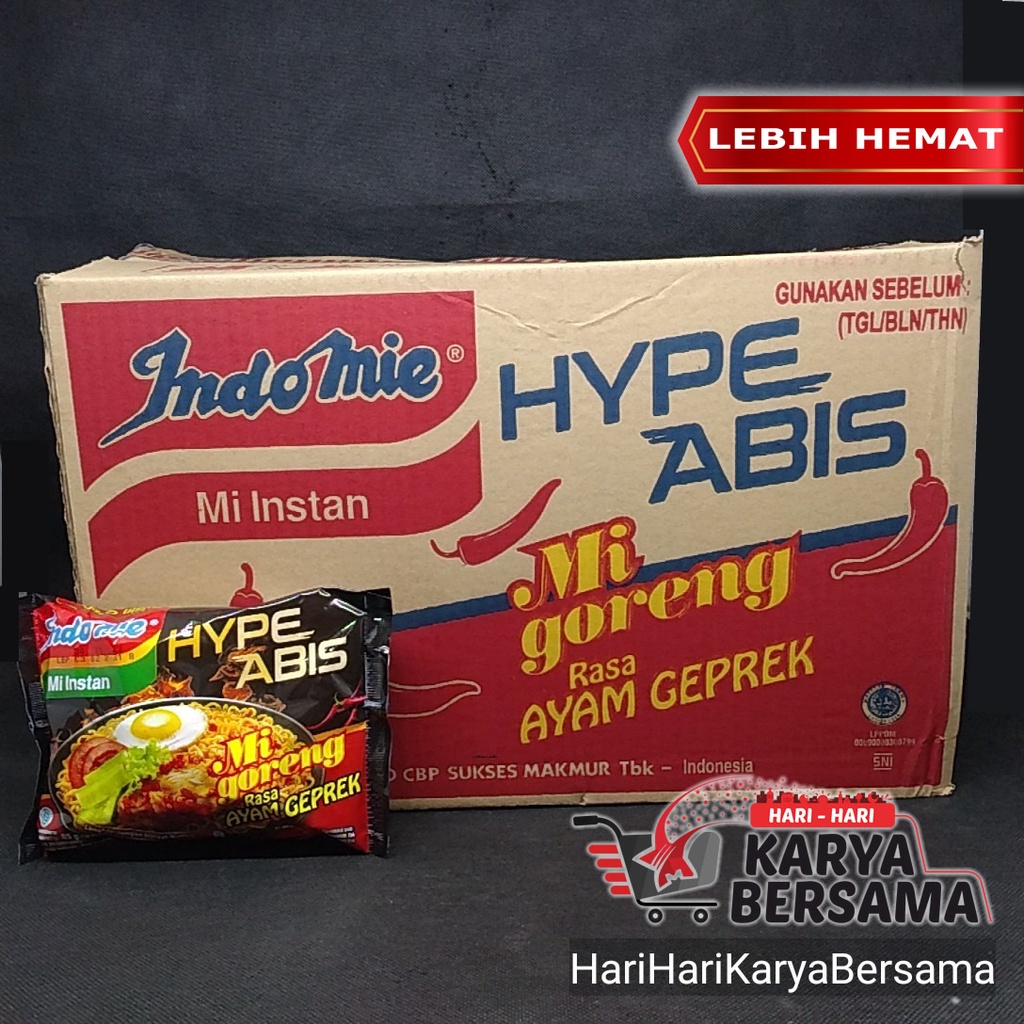 

MIE INSTAN INDOMIE GORENG AYAM GEPREK HYPE ABIS ISI 40 X 85GR -PER KARTON
