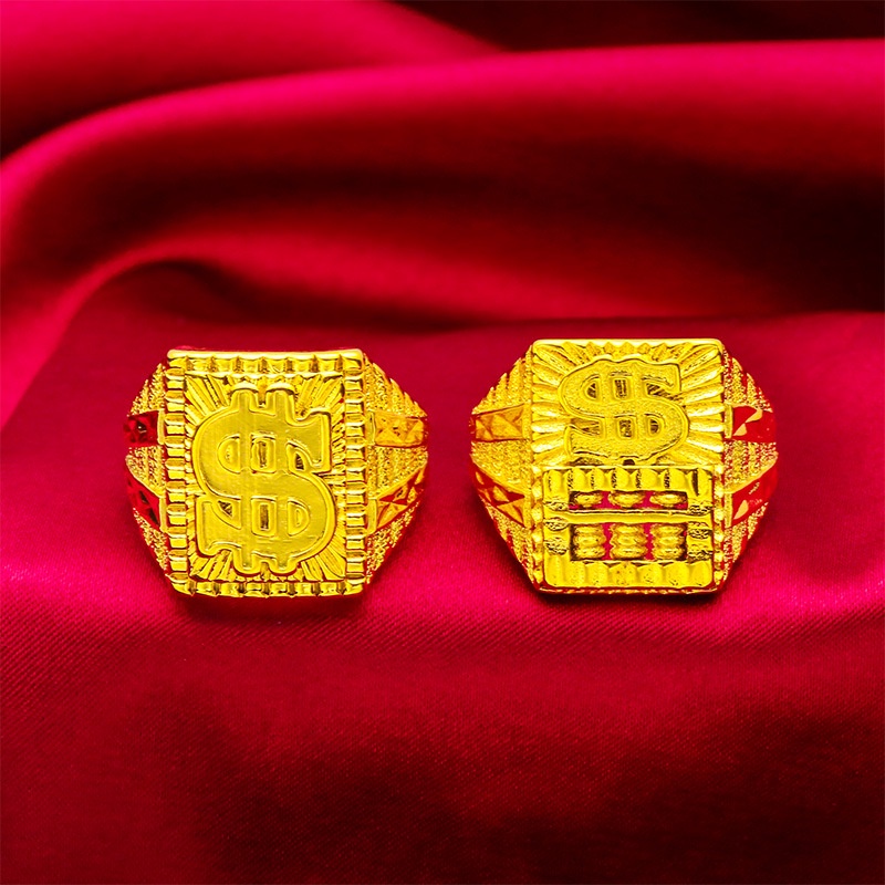 Goldking Perhiasan Fashion 24 K Bangkok Aksesoris Ready Stock Mendominasi Cincin Terbuka Pria Sempoa Cincin