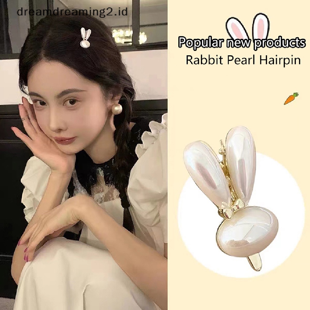 (dream) 1pc Rabbit Pearl Hair Clip Tahun Baru Kelinci Klip Rambut Wanita Fashion Jepit Rambut Gadis Manis Hiasan Kepala Aksesoris Rambut//