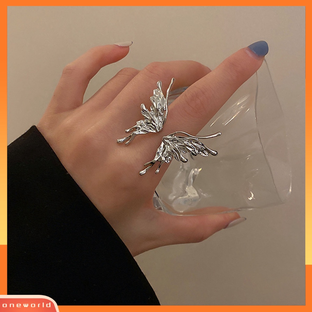 [EONE] Cincin Wanita Butterfly Opening Berlebihan Adjustable Cincin Jari Berbentuk Tetesan Air Untuk Pacaran