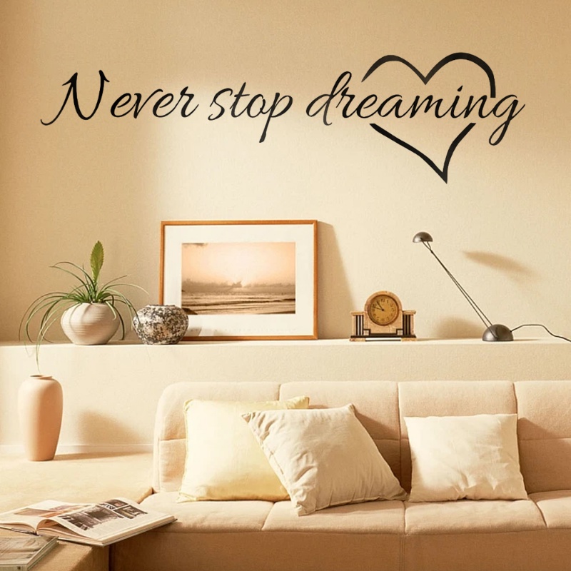 Kreatif Never Stop Dreaming Stiker Dinding Untuk Kamar Tidur Ruang Belajar Dekorasi Rumah Quotes Inspiratif Mural Art DIY PVC Decals