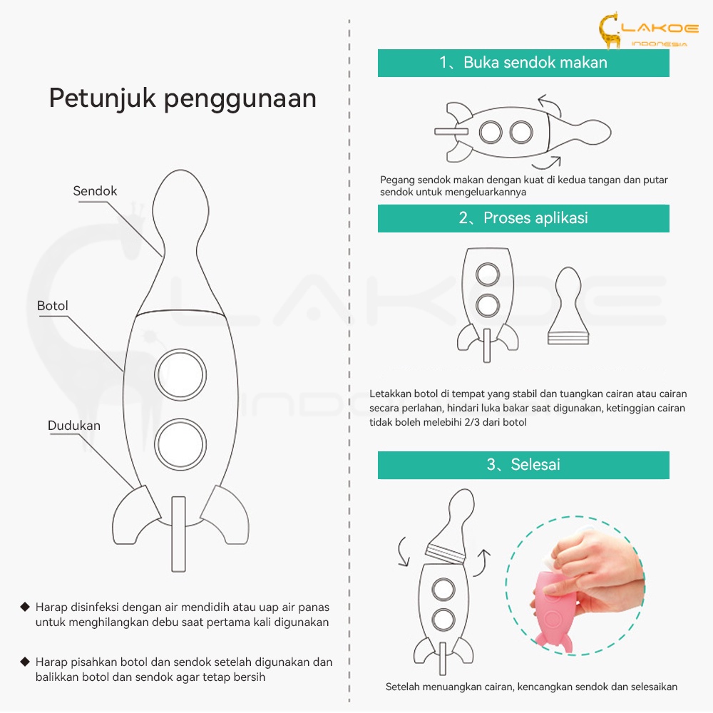 Lakoe Sendok Botol Mpasi Silikon/Botol sendok mpasi/Baby Feeding Spoon Dispenser/Botol Dot Silicone sendok makan bayi