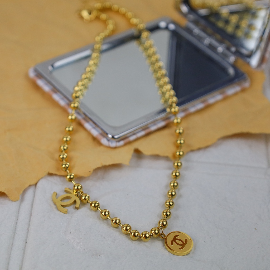 GROSIR Gelang tangan biji C titanium stainless steel 316l anti karat import berkualitas bisa bayar di tempar COD