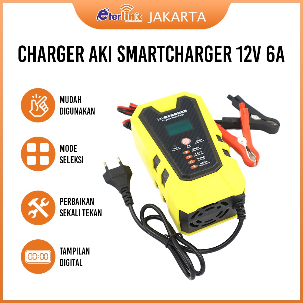 NEW Charger Aki 6A 12V Mobil Carger Aki Mobil Alat Cas Aki Motor Carger desulfator repair aki