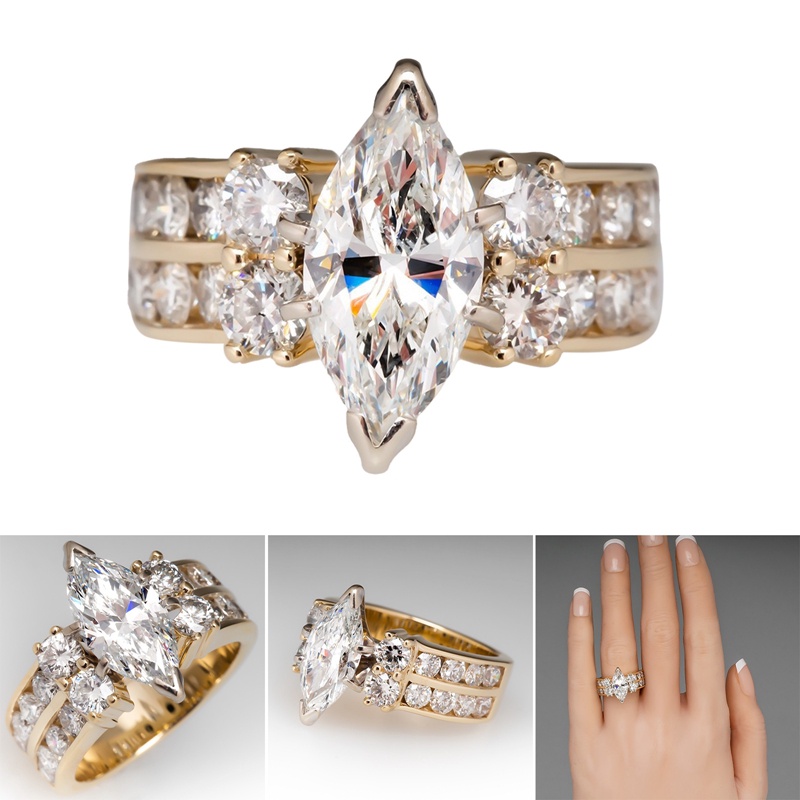 Cincin Fashion Kristal Marquise Cubic Zirconia Untuk Wanita Pesta Upacara Pernikahan Mewah Aksesoris Perempuan Perhiasan Modern