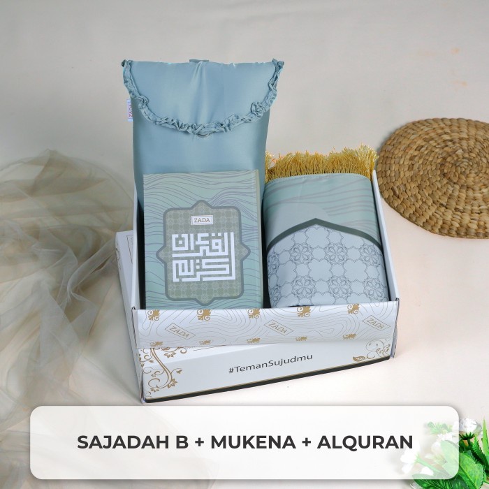 Seperangkat Alat Sholat Lengkap Sajadah Alquran Mukena SAGE GREEN - PAKET 7