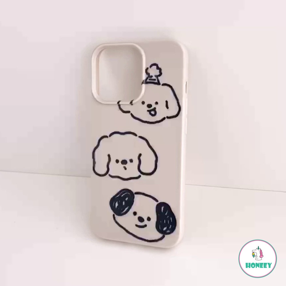 IPHONE Simple Lines Puppy Case Kompatibel Untuk Iphone11 12 13 14 Pro Max 12 Pro Lembut Shockproof Graffiti Hewan Pelindung Cover